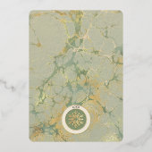 Carte De Vœux En Aluminium Joyeux Noël Sage Vert et Or (Verso)