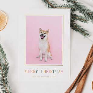 Carte De Vœux En Aluminium Joyeux Noël Simple Coloré Photo de Noël