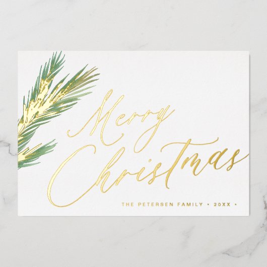 Carte De Vœux En Aluminium Joyeux Noël simple élégant script or (Recto)