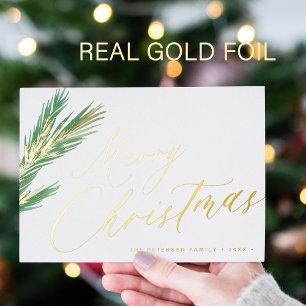 Carte De Vœux En Aluminium Joyeux Noël simple élégant script or