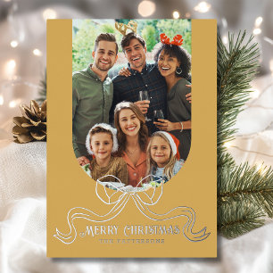 Carte De Vœux En Aluminium Joyeux Noël Simple Moderne Coquette Bow Photo