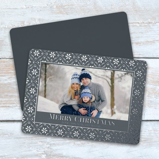 Carte De Vœux En Aluminium Joyeux Noël Snowflake Elegant Silver 1 Photo