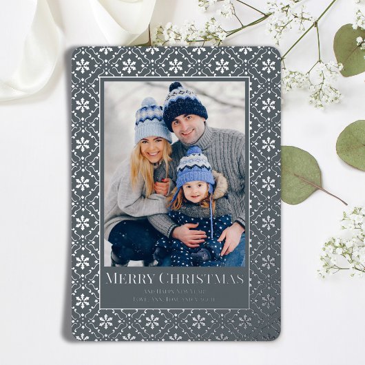 Carte De Vœux En Aluminium Joyeux Noël Snowflake Elegant Silver 1 Photo