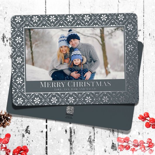 Carte De Vœux En Aluminium Joyeux Noël Snowflake Elegant Silver 1 Photo