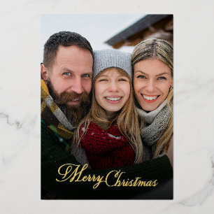 Carte De Vœux En Aluminium Joyeux Noël Superposition de photo de famille