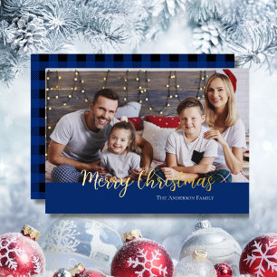 Carte De Vœux En Aluminium Joyeux Noël Typographie Or Nom de la famille photo