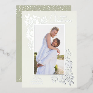 Carte De Vœux En Aluminium Joyeux Noël vert argent
