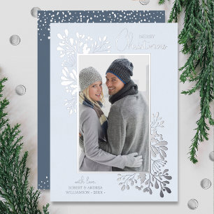 Carte De Vœux En Aluminium Joyeux Noël vert argent
