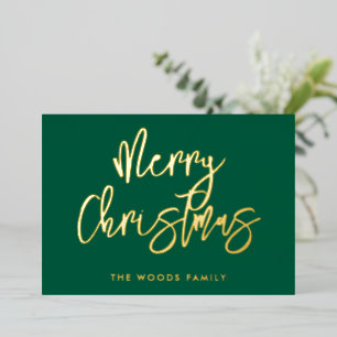 Carte De Vœux En Aluminium Joyeux Noël vert contemporain