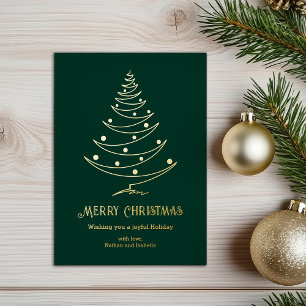Carte De Vœux En Aluminium Joyeux Noël vert or
