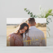 Carte De Vœux En Aluminium Joyeux Nouvel An Moderne Simple Script Photo (Debout devant)