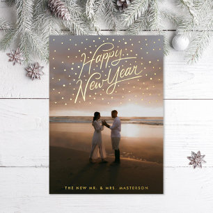 Carte De Vœux En Aluminium Joyeux Nouvel An Photo Confetti