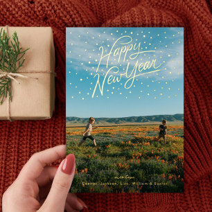 Carte De Vœux En Aluminium Joyeux Nouvel An Photo Confetti
