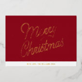 Carte De Vœux En Aluminium Joyeux or de Noël (Recto)