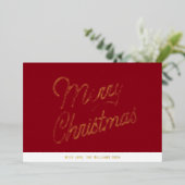 Carte De Vœux En Aluminium Joyeux or de Noël (Debout devant)