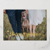 Carte De Vœux En Aluminium Joyeux Pawlidays Chien Horizontal Photo Noël (Recto)