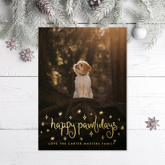 Carte De Vœux En Aluminium Joyeux Pawlidays Fun Stars Chien Photo