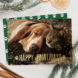 Carte De Vœux En Aluminium Joyeux Pawlidays Photo pour animaux de compagnie