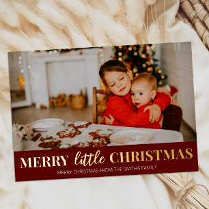 Carte De Vœux En Aluminium Joyeux Petit Noël Rouge Or Moderne Photo