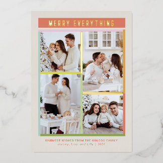 Carte De Vœux En Aluminium Joyeux plaisir coloré brillant quatre photo Noël