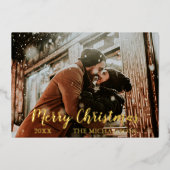 Carte De Vœux En Aluminium Joyeux script de Noël (Recto)