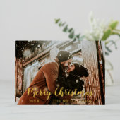 Carte De Vœux En Aluminium Joyeux script de Noël (Debout devant)