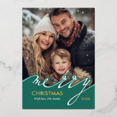 Carte De Vœux En Aluminium Joyeux script de Noël (Recto)