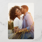 Carte De Vœux En Aluminium Joyeux script moderne une photo rouge Noël (Recto)