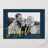 Carte De Vœux En Aluminium Joyeux Script photo Marine (Recto)