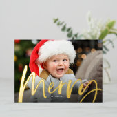 Carte De Vœux En Aluminium Joyeux script photo Noël (Debout devant)