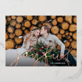 Carte De Vœux En Aluminium Joyeux Script Photo Overlay (Recto)