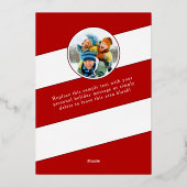 Carte De Vœux En Aluminium Joyeux script Red & Gold 2-Photo Noël (Verso)