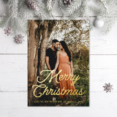 Carte De Vœux En Aluminium Joyeux script rétro de Noël