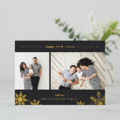 Carte De Vœux En Aluminium Joyeux Snowflake Nouvel An Photo (Debout devant)