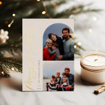 Carte De Vœux En Aluminium Joyeux tout 2 Photo Famille<br><div class="desc">Joyeux Tout,  arche et cadre carré 2 photo feuille carte de séjour. Caractéristiques,  support couleur rouge solide.</div>