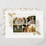 Carte De Vœux En Aluminium Joyeux voeux de Noël 4 Photo Botanique Floral<br><div class="desc">Merriest Christmas Wives 4 Photo Botanical Floral Foil Holiday Card Foil Christmas Card présente votre photo préférée sur le devant avec le texte "Merriest Christmas Wives" dans la typographie script de calligraphie or moderne sur un arrière - plan blanc et personnalisée avec votre nom de famille ci-dessous. Au verso se...</div>