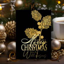 Joyeux voeux de Noël Retro Xmas Card Gold Foil