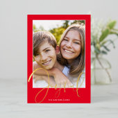 Carte De Vœux En Aluminium JOYFUL FAMILLE PHOTO fun script superposition or r (Debout devant)