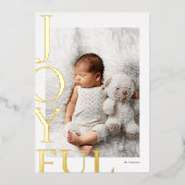 Carte De Vœux En Aluminium Joyful moderne 2 photos Noël (Recto)