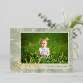 Carte De Vœux En Aluminium JOYFUL Script Photo Gold (Debout devant)