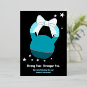 Carte De Vœux En Aluminium Kettlebell Stronger Year Stronger You Blue Black (Debout devant)