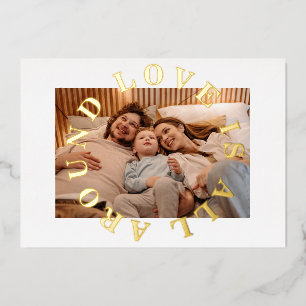 Carte De Vœux En Aluminium L'amour est tout autour de la photo de Noël