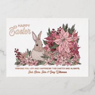 Carte De Vœux En Aluminium Lapin Classy Lapin Floral Joyeux Pâques