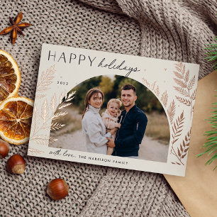 Carte De Vœux En Aluminium Laurel d'hiver Happy Holidays Photo