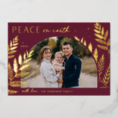 Carte De Vœux En Aluminium Laurel d'hiver | Paix sur Terre (Recto)