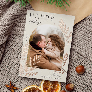 Carte De Vœux En Aluminium Laurier d'hiver Photo de Joyeuses Fêtes