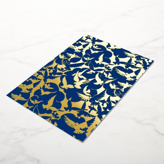 Carte De Vœux En Aluminium Le troupeau d'oiseaux en bleu marine (Rotation)