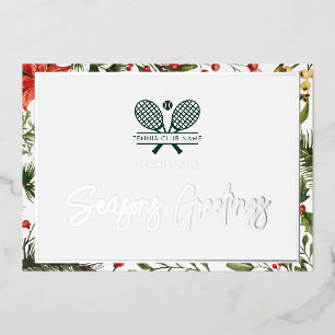 Carte De Vœux En Aluminium Les membres du club de tennis de Noël Salutations 