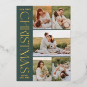 Carte De Vœux En Aluminium Les nouveaux mariés Première photo de Noël Collage (Recto)