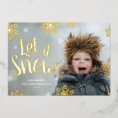 Carte De Vœux En Aluminium Let It Snow | Photo Overlay Real Foil Holiday Card (Recto)